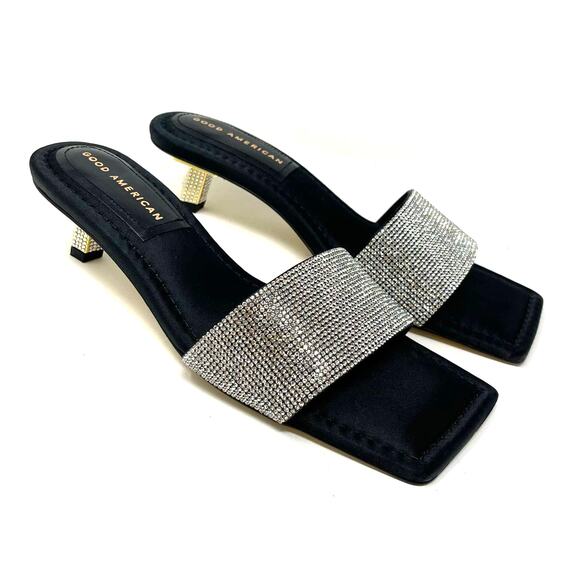 Good American Kickstand Slide Sandal Mules Black Diamond Size 7.5 GA117KD - Picture 11 of 12